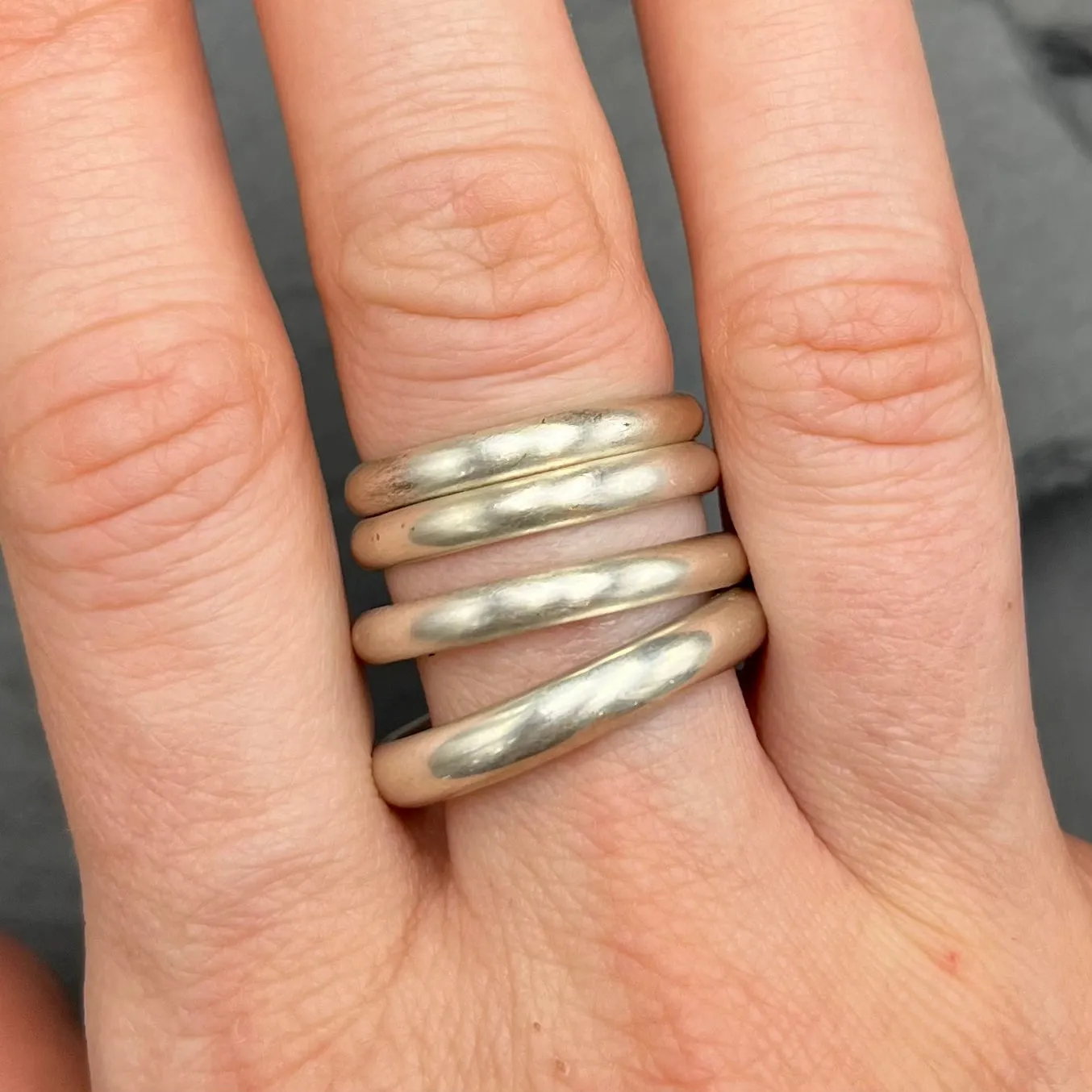 Simple Silver Half-Round Bands