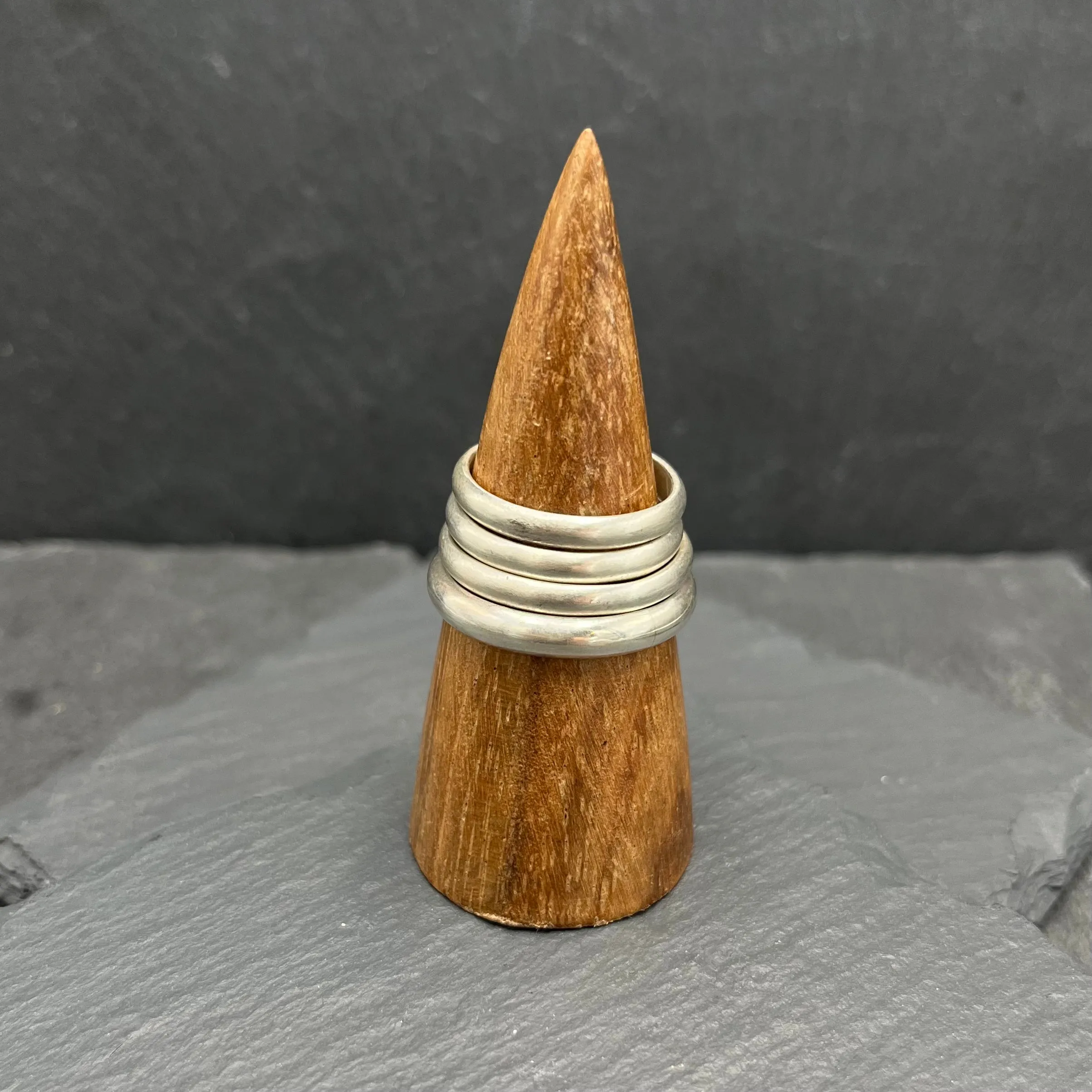 Simple Silver Half-Round Bands