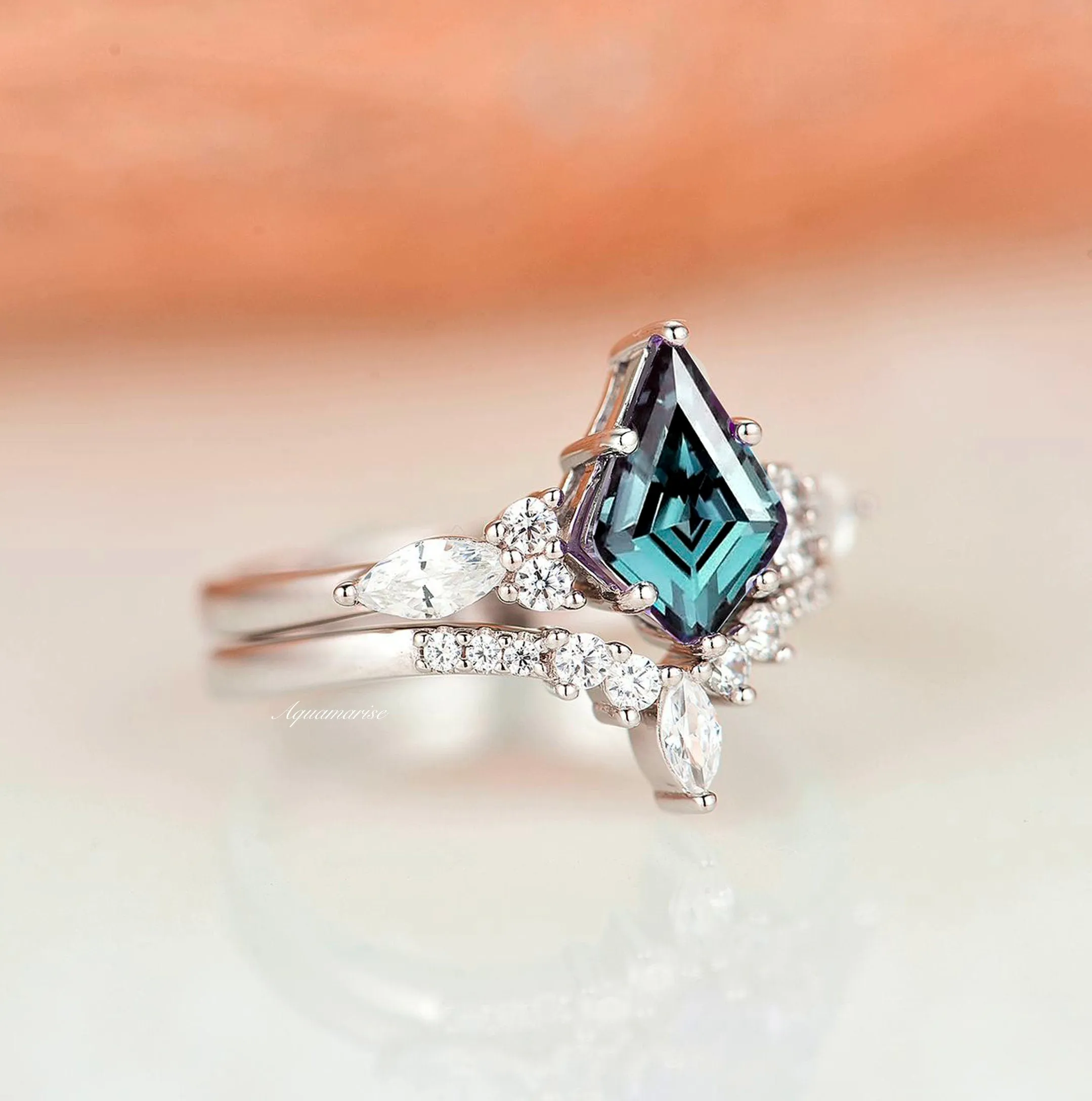 Skye Alexandrite Ring Set- Sterling Silver