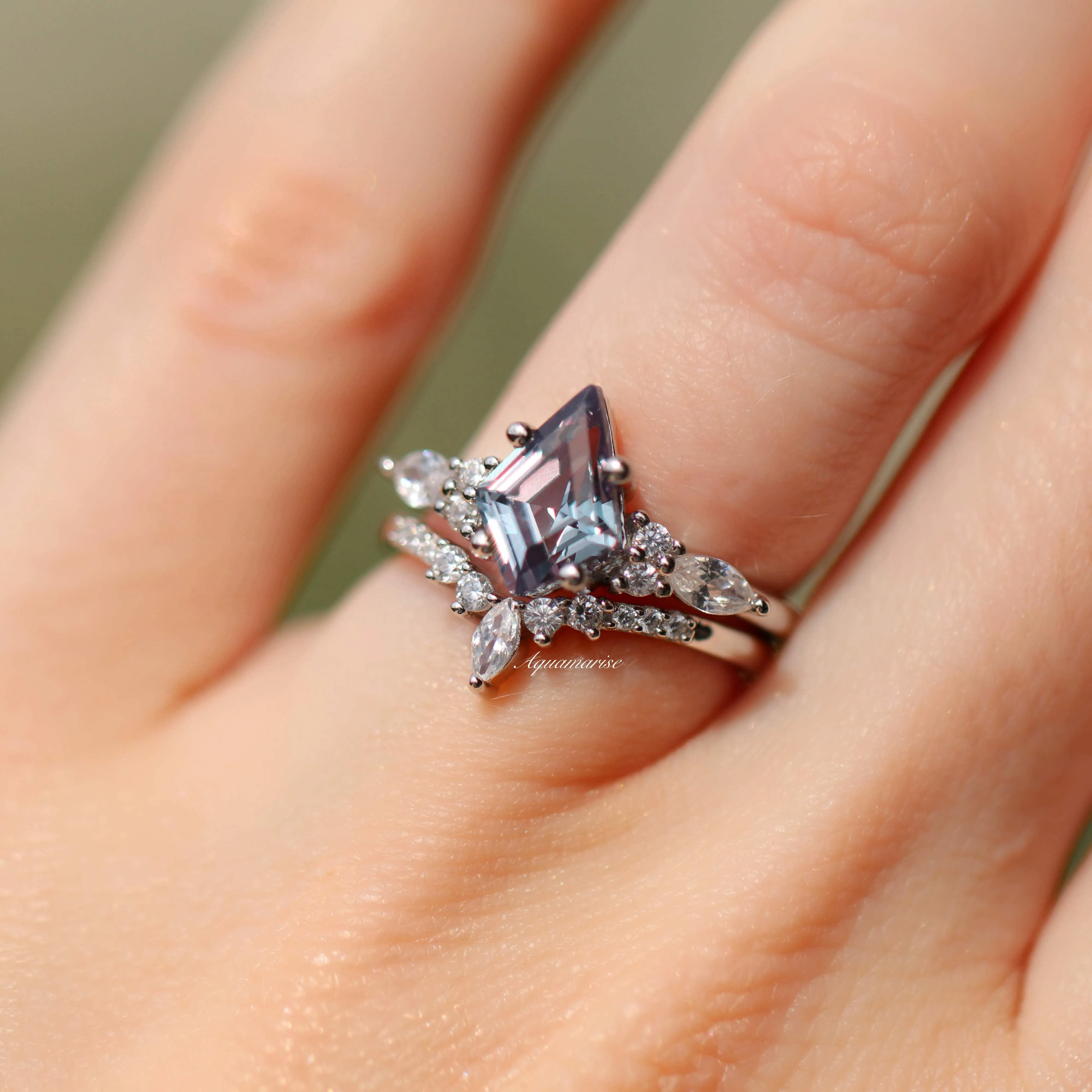 Skye Alexandrite Ring Set- Sterling Silver