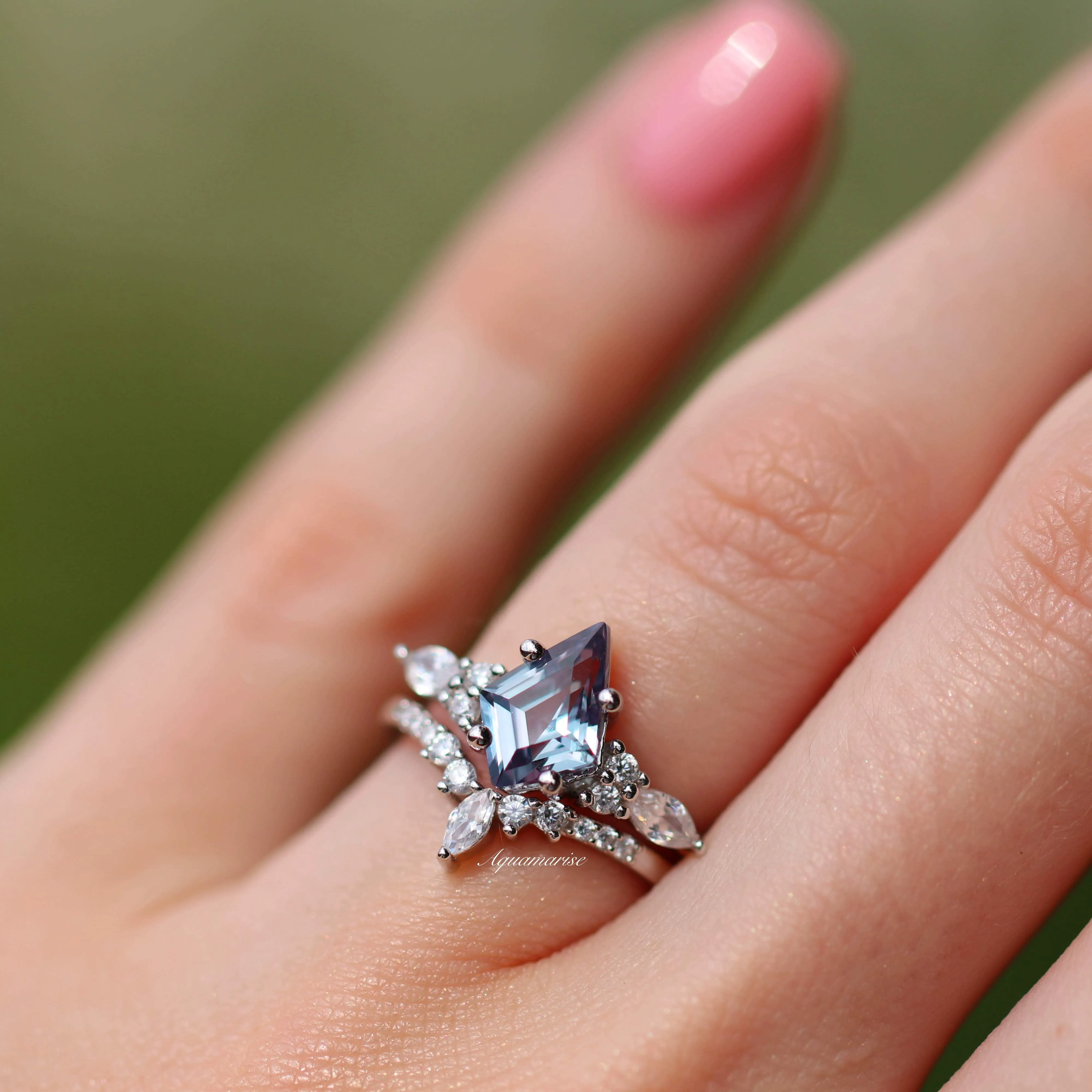 Skye Alexandrite Ring Set- Sterling Silver