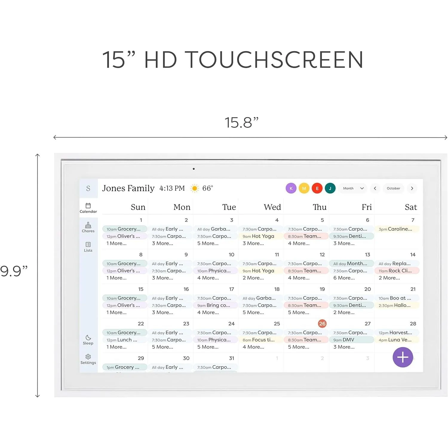 Skylight Calendar 15-inch Digital Calendar & Chore Chart – Smart Touchscreen Interactive Display