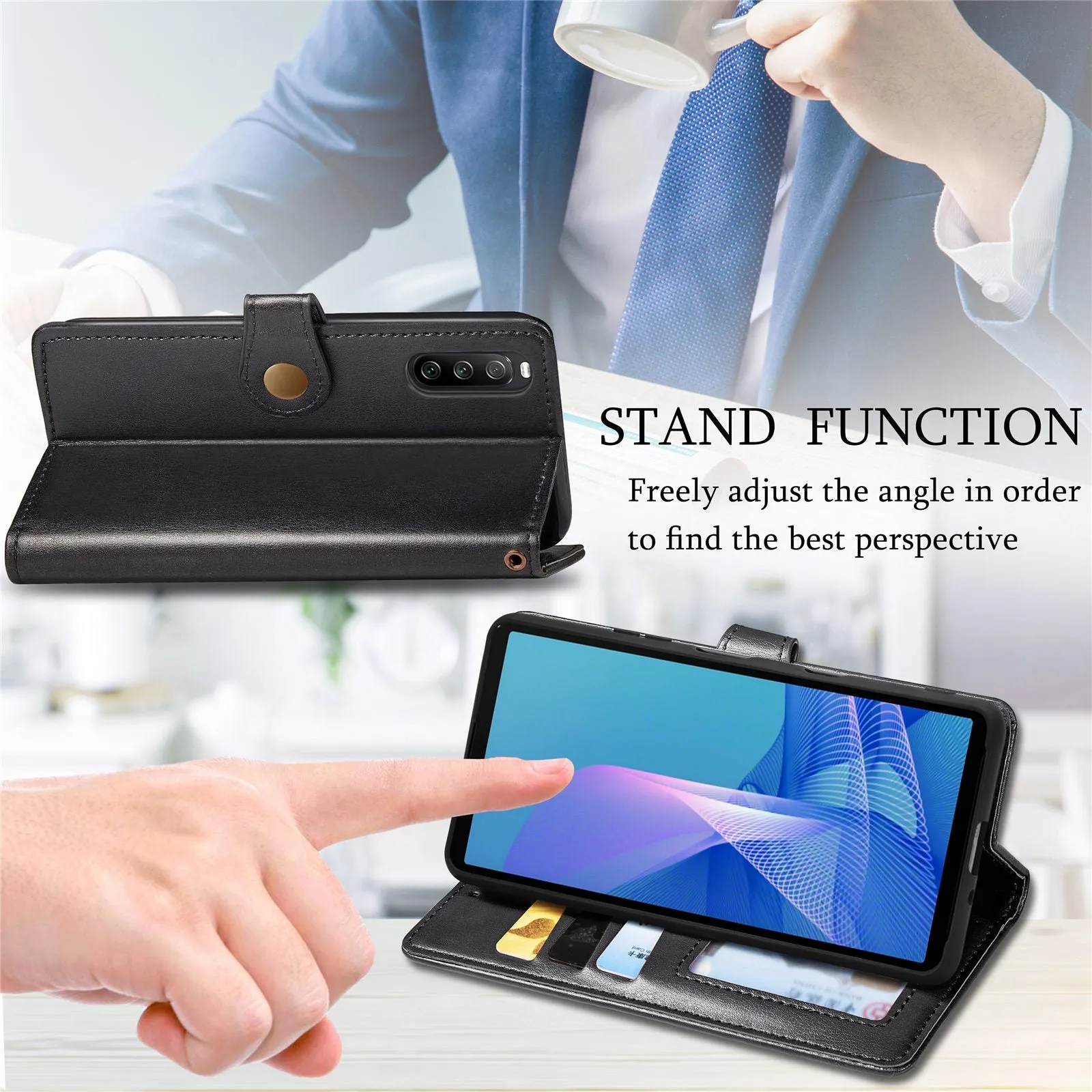 Sony Xperia 10 III Horizontal Flip Leather Case with Holder, Lanyard and Card Slots