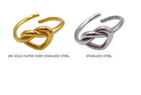 SSP1410 Heart Love Knot Ring Stainless Steel