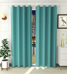 STAR DECOR Polyresin Solid Grommet Curtain, 4 X 5 Feet, Aqua Blue, Pack of 2
