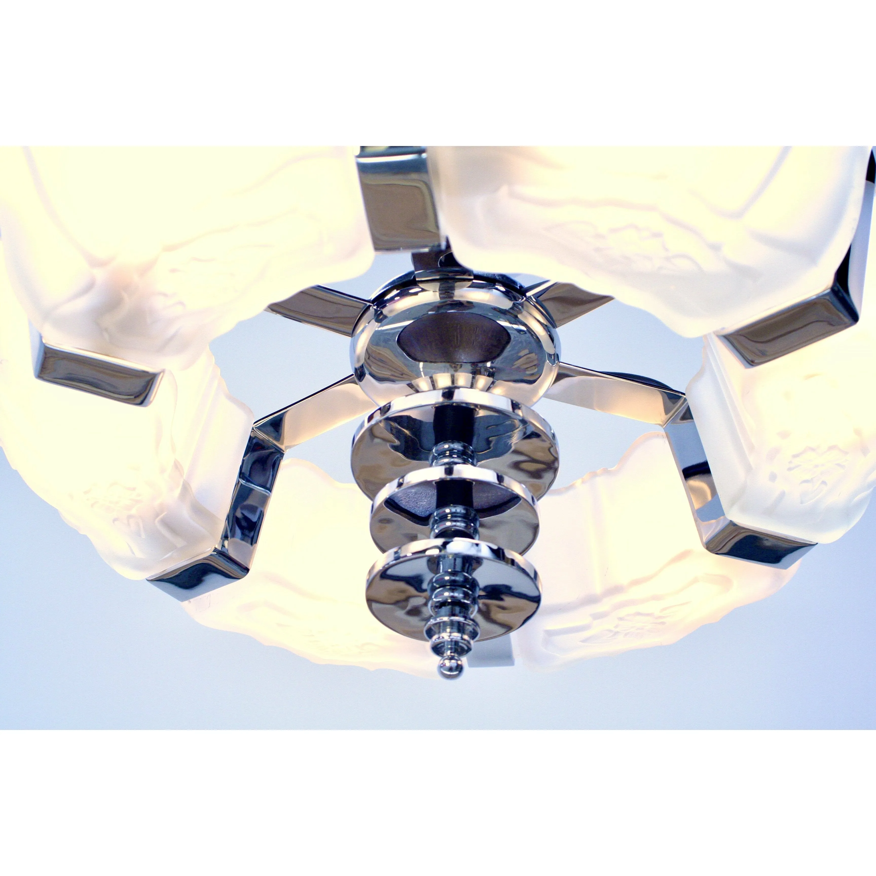 Streamline Chrome Slip Shade Art Deco Chandelier by MEP #2102