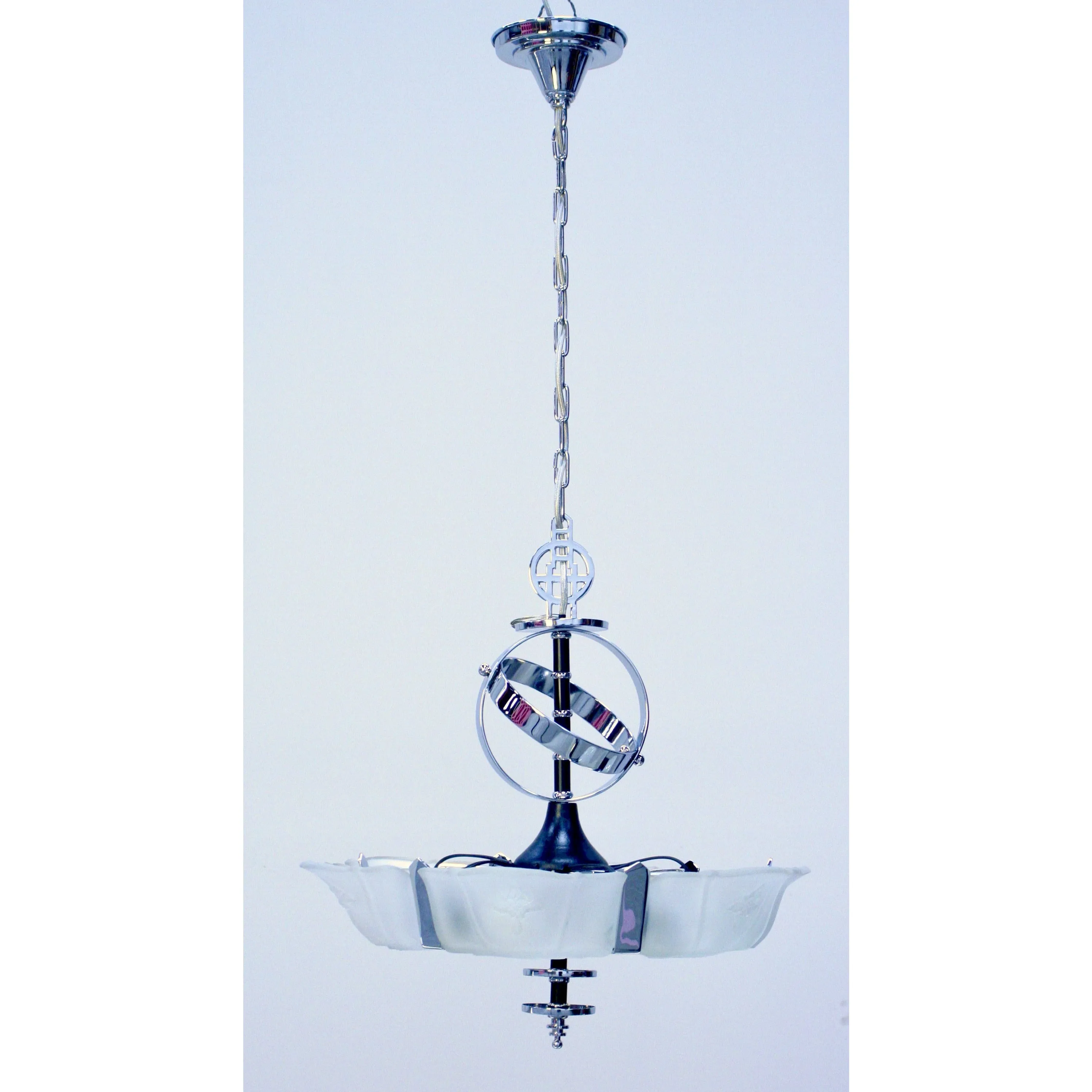 Streamline Chrome Slip Shade Art Deco Chandelier by MEP #2102