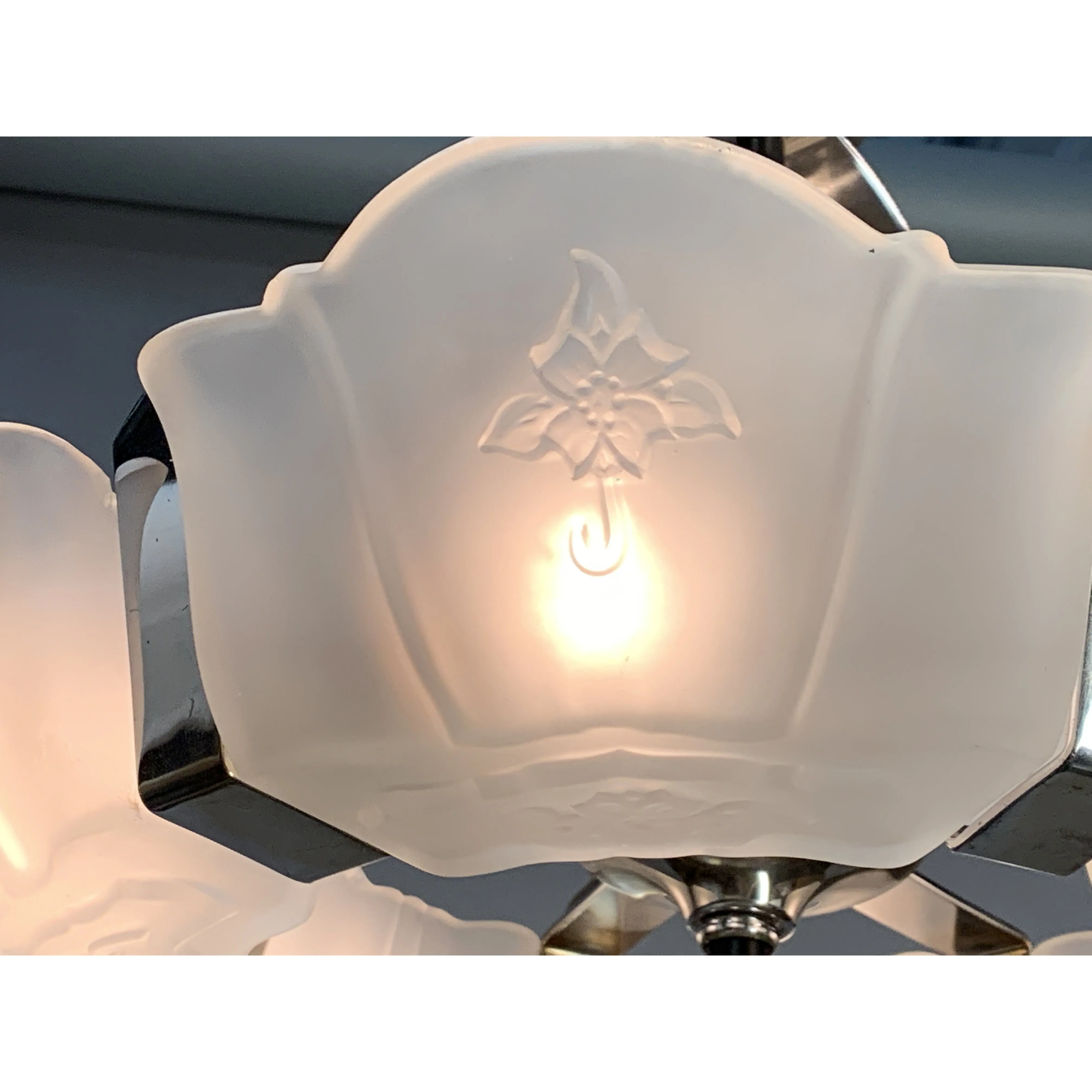 Streamline Chrome Slip Shade Art Deco Chandelier by MEP #2102