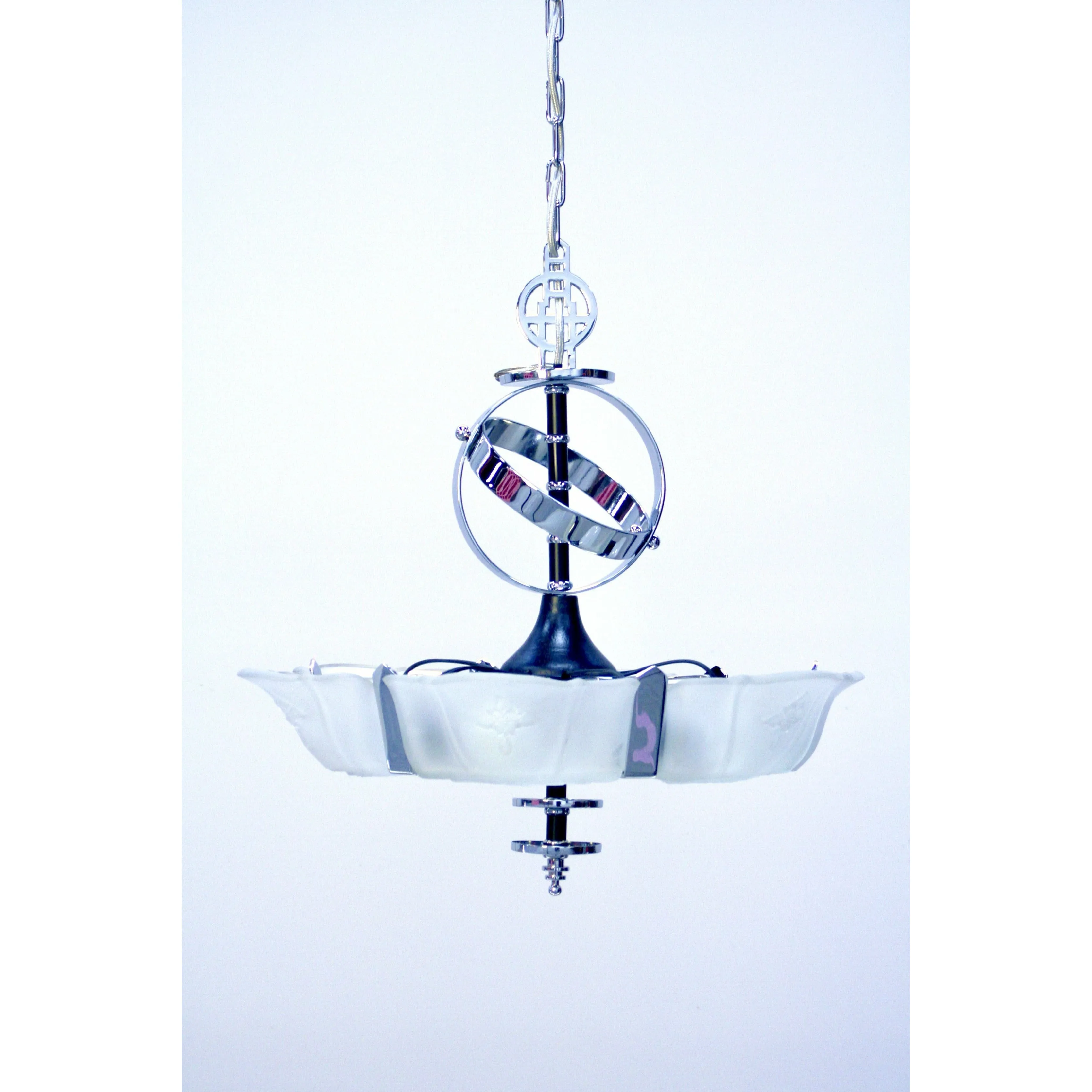 Streamline Chrome Slip Shade Art Deco Chandelier by MEP #2102