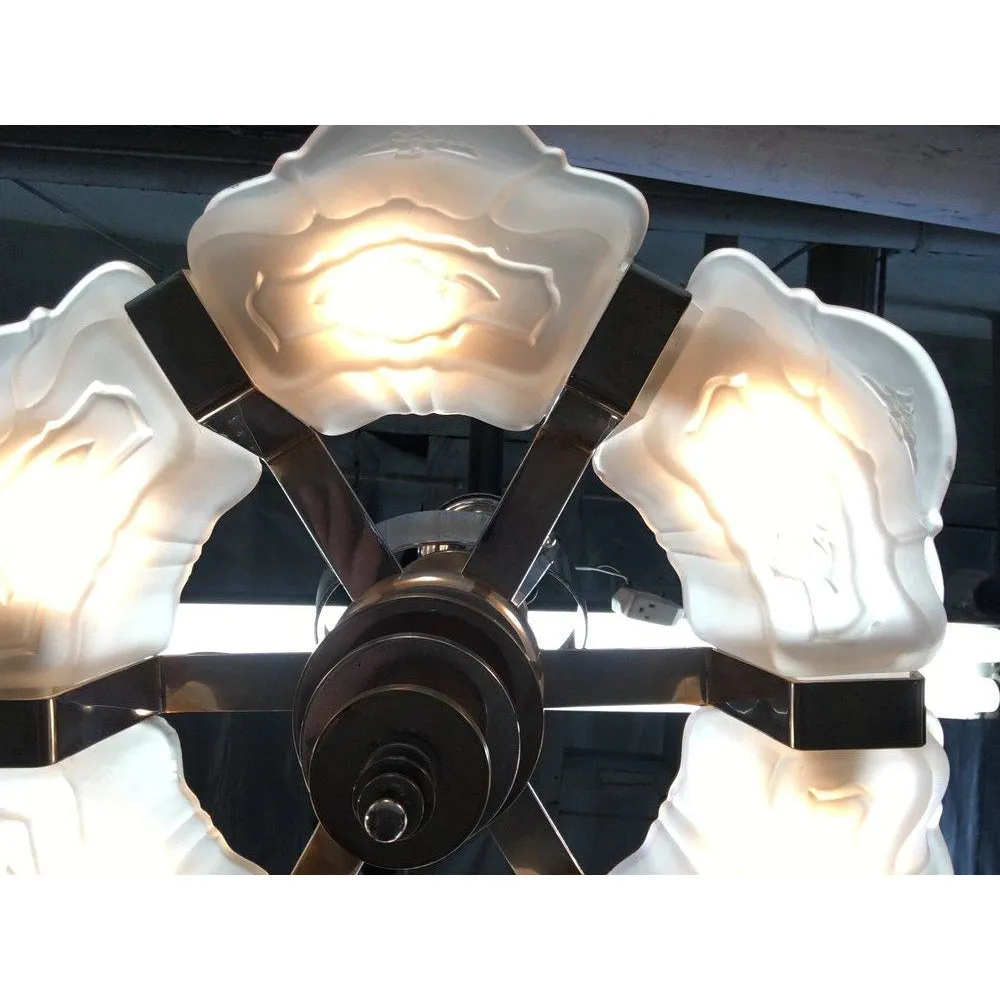Streamline Chrome Slip Shade Art Deco Chandelier by MEP #2102