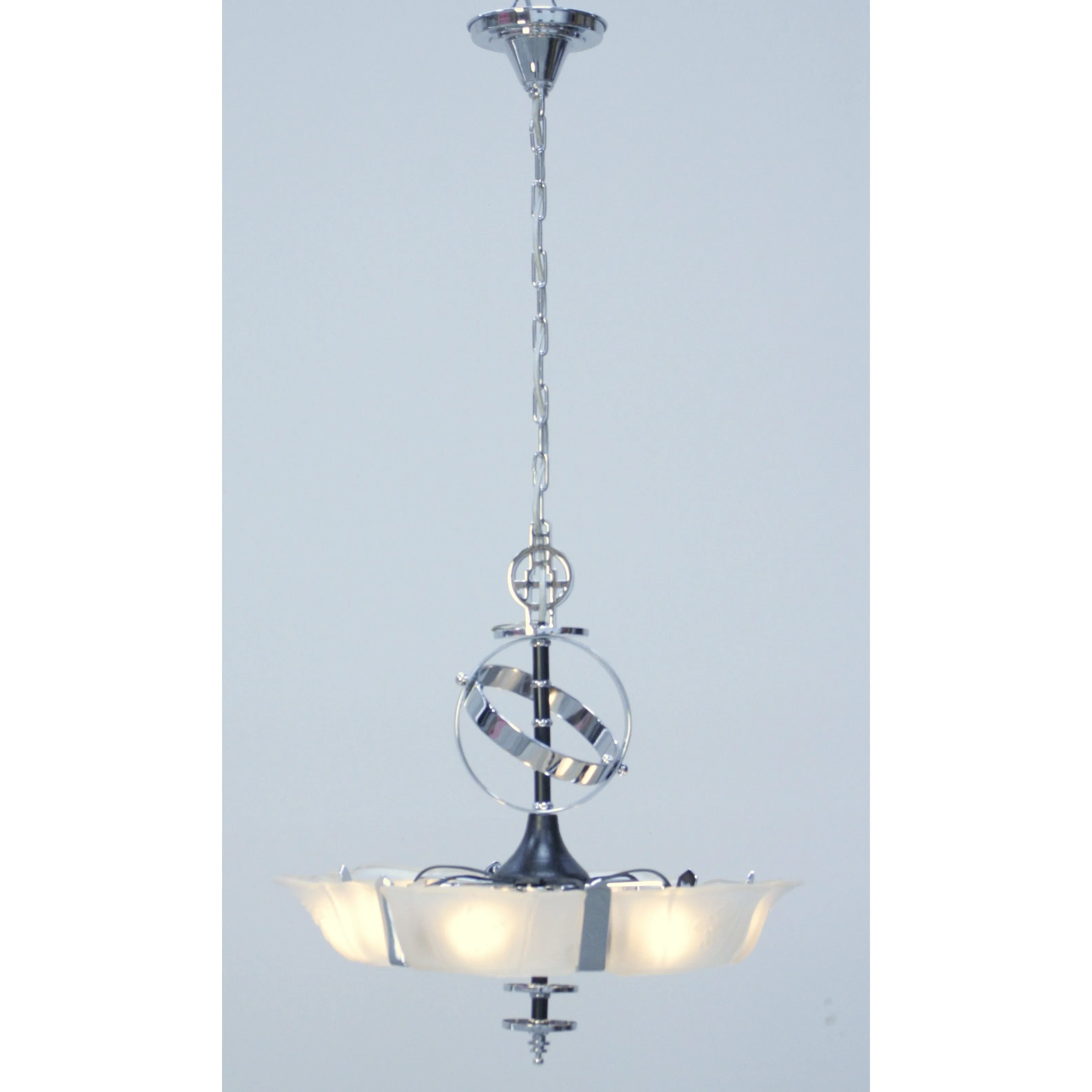 Streamline Chrome Slip Shade Art Deco Chandelier by MEP #2102