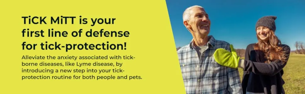 TiCK MiTT, Yellow Tick Defense Glove - Protective Tool for Humans and Pets - Safely Handle Ticks with Ease - Durable, Comfortable, and Easy to Use Tick Management Glove