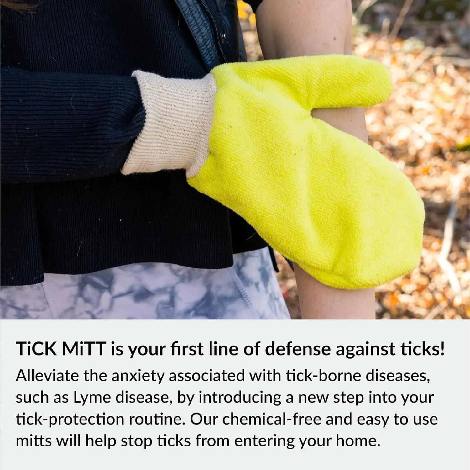 TiCK MiTT, Yellow Tick Defense Glove - Protective Tool for Humans and Pets - Safely Handle Ticks with Ease - Durable, Comfortable, and Easy to Use Tick Management Glove