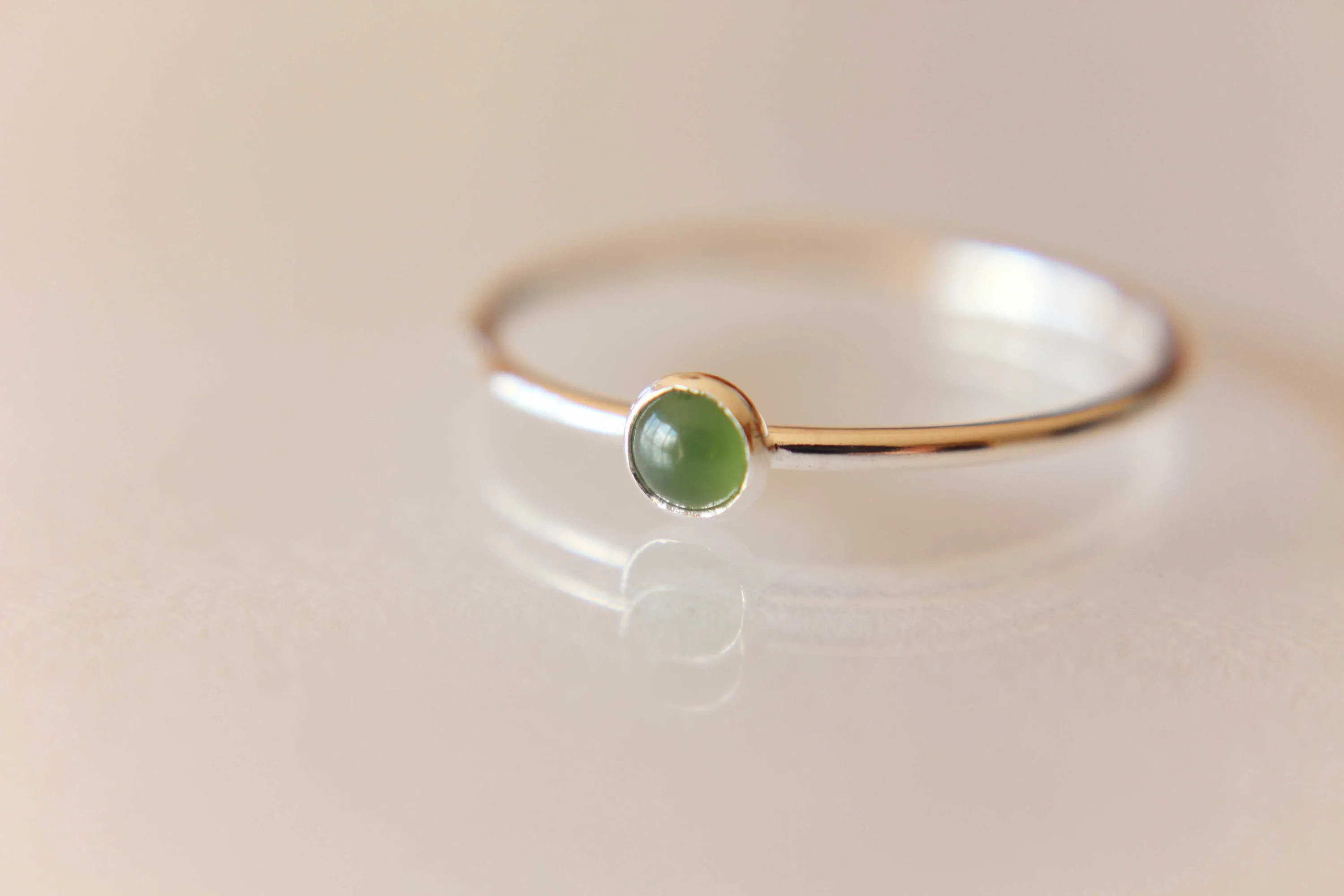 Tiny Jade Ring, Gemstone Ring, Green Jade Ring, Green, Modern, Simple, Everyday, Gift, Gemstone Jewelry, Natural Stone, Simple Ring