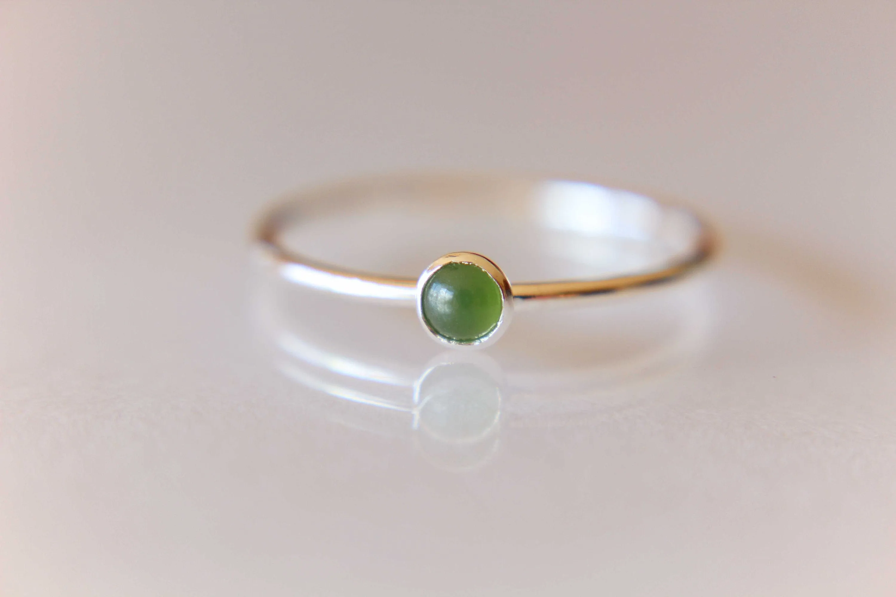 Tiny Jade Ring, Gemstone Ring, Green Jade Ring, Green, Modern, Simple, Everyday, Gift, Gemstone Jewelry, Natural Stone, Simple Ring