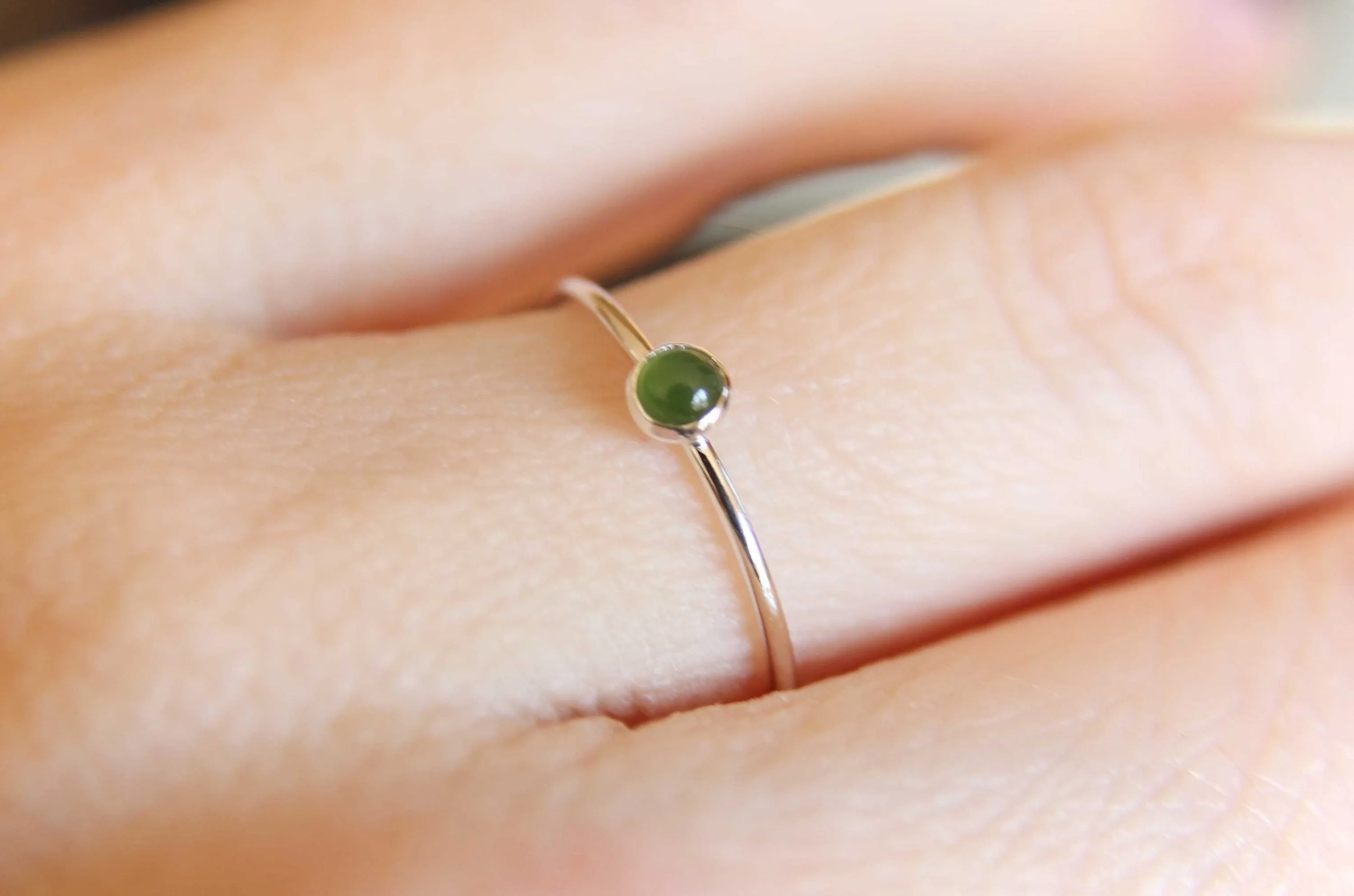 Tiny Jade Ring, Gemstone Ring, Green Jade Ring, Green, Modern, Simple, Everyday, Gift, Gemstone Jewelry, Natural Stone, Simple Ring