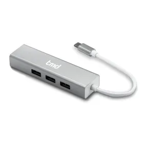 tmd USB-C to Ethernet/USB x 3 Adapter - Silver - 15-10490