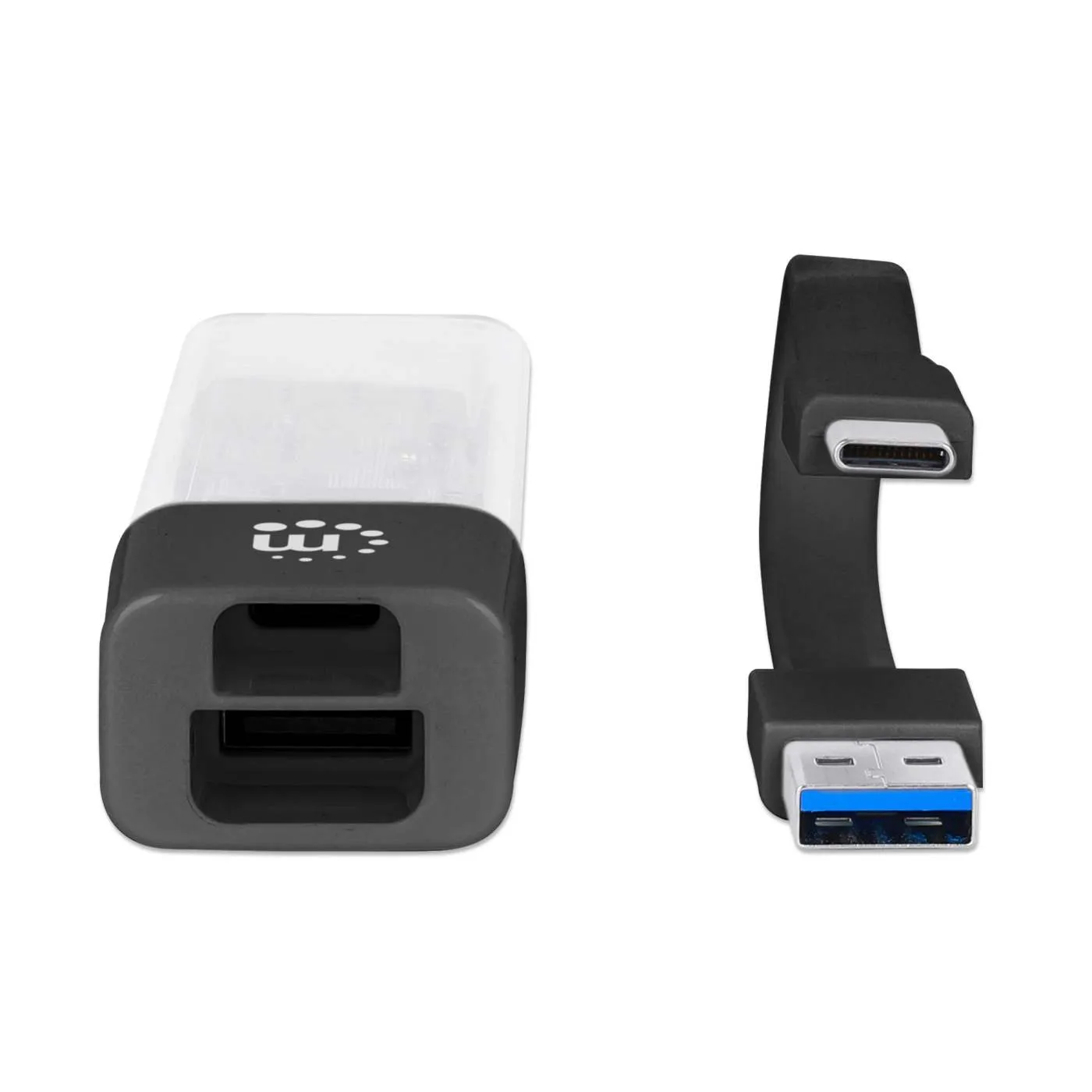 Transparent 4-Port USB 3.0 Type-C / Type-A Combo Hub