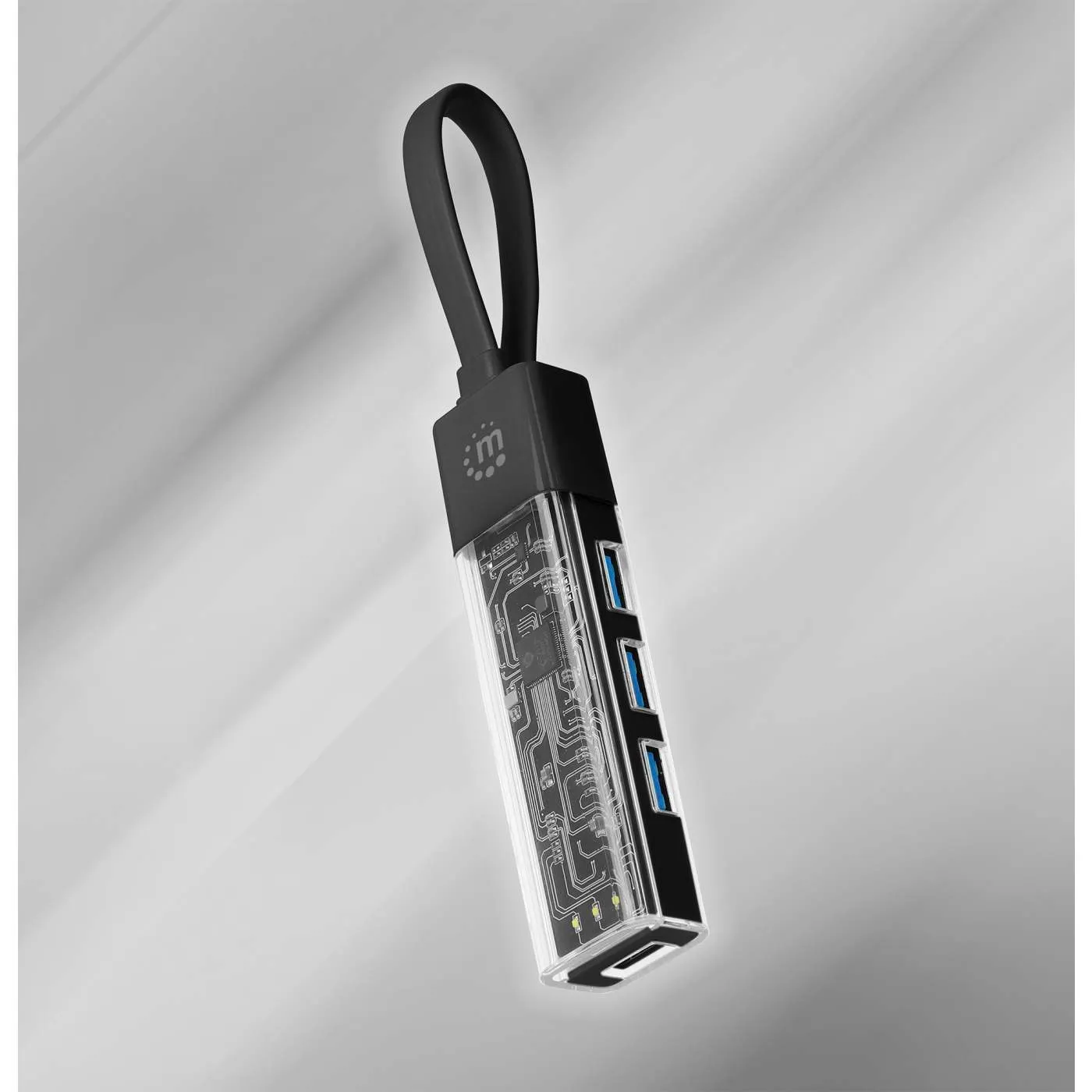 Transparent 4-Port USB 3.0 Type-C / Type-A Combo Hub