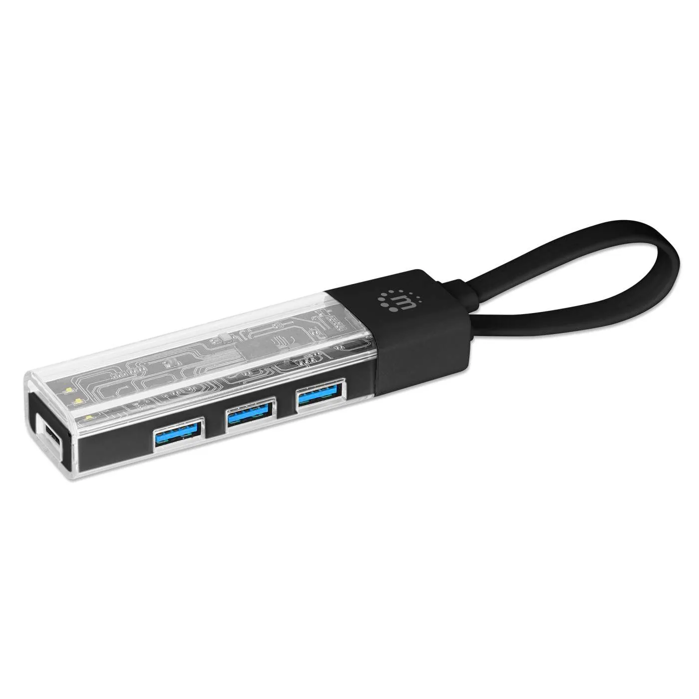Transparent 4-Port USB 3.0 Type-C / Type-A Combo Hub