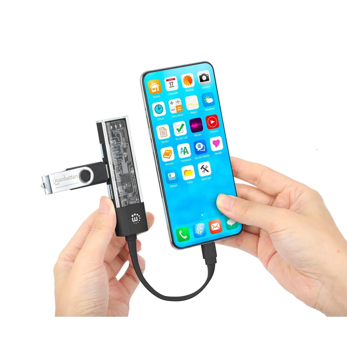 Transparent 4-Port USB 3.0 Type-C / Type-A Combo Hub