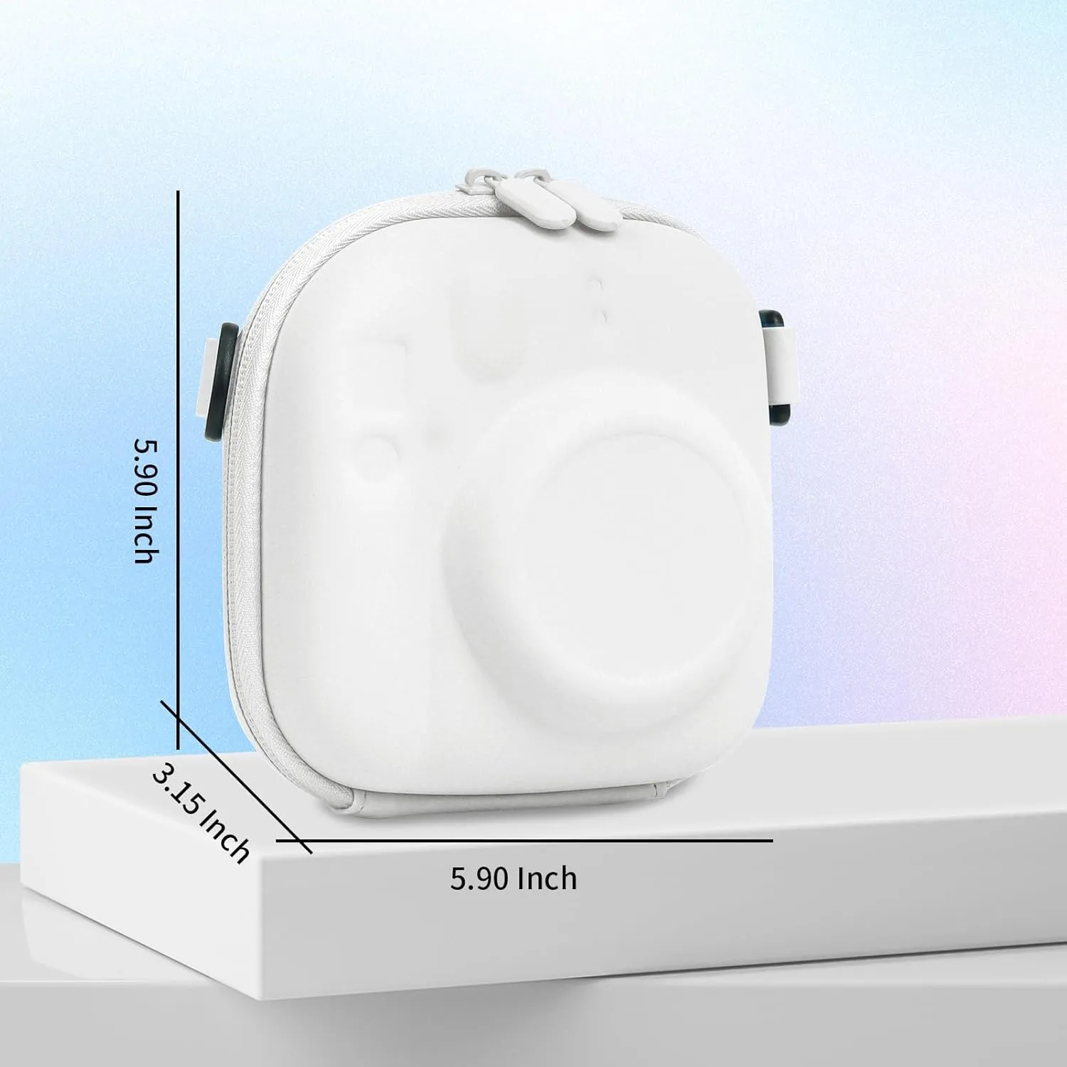Universal Protective Camera Case for Fujifilm Instax Mini 12 11 9 8 SE 7  40, Instant Camera Bag Hard EVA Case with Shoulder Strap- Clay White