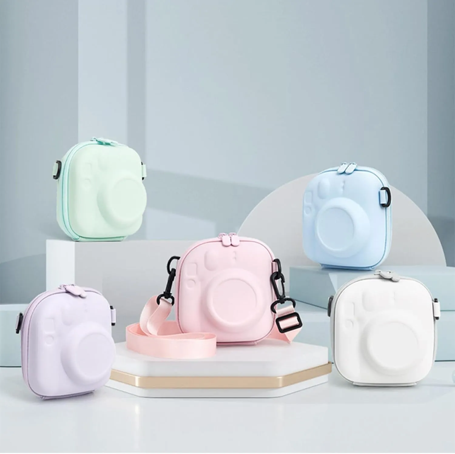 Universal Protective Camera Case for Fujifilm Instax Mini 12 11 9 8 SE 7  40, Instant Camera Bag Hard EVA Case with Shoulder Strap- Mint Green