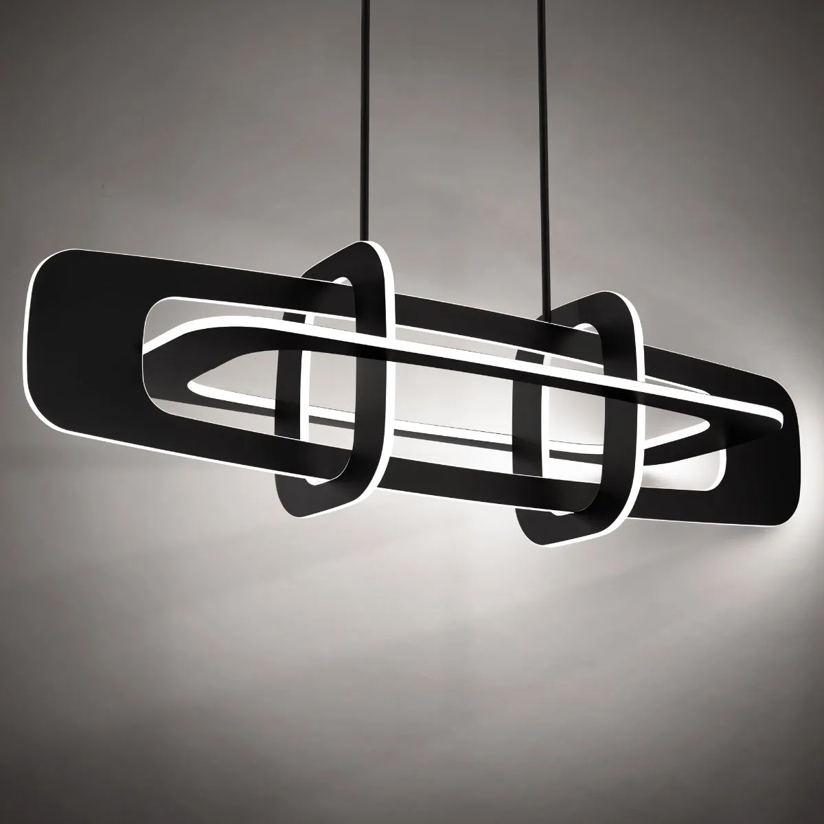 Vesta 50 in. 8 Lights LED Pendant Light Black finish