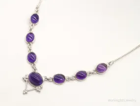 Vintage Amethyst Bib Style Silver Necklace