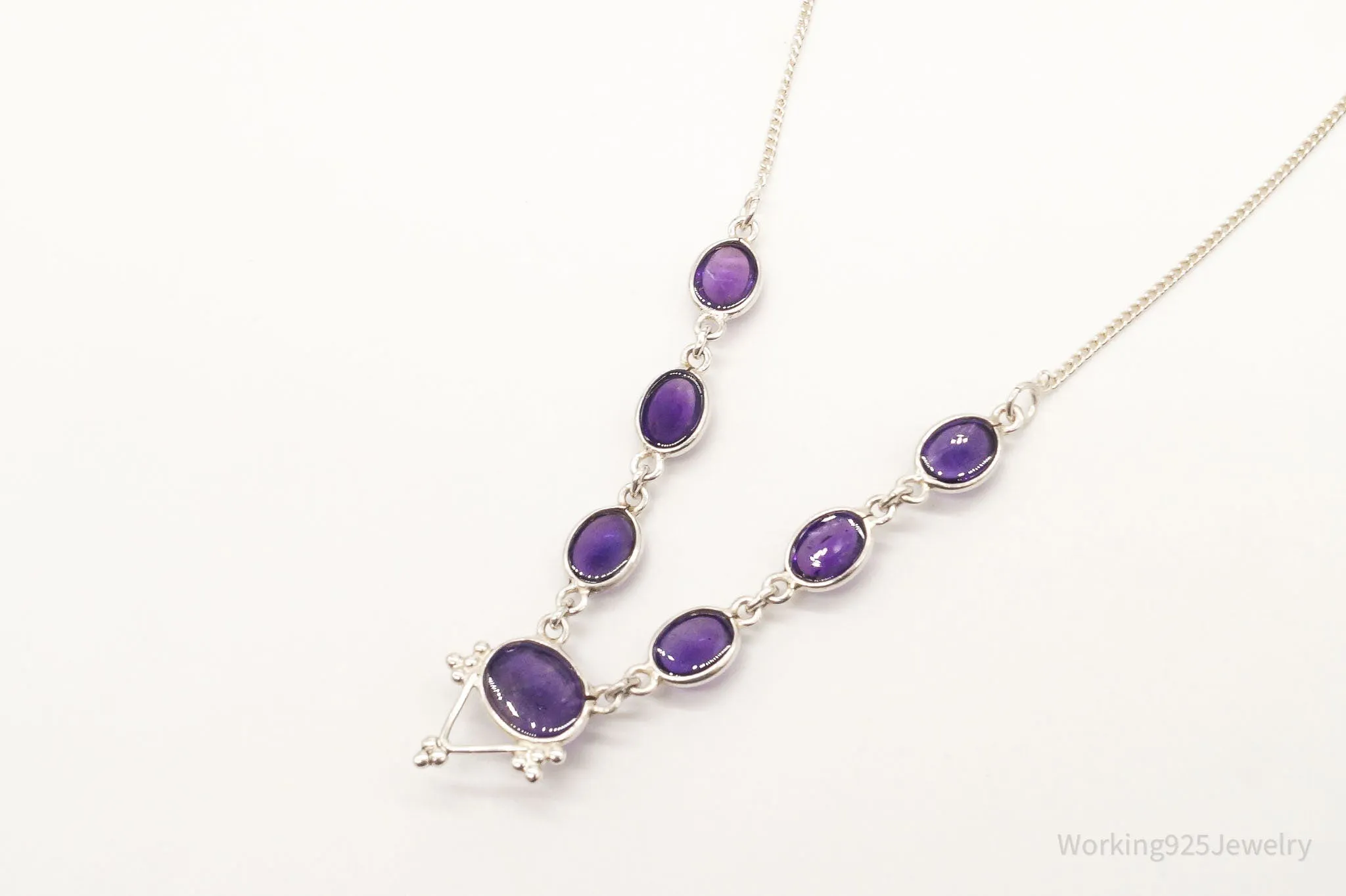 Vintage Amethyst Bib Style Silver Necklace