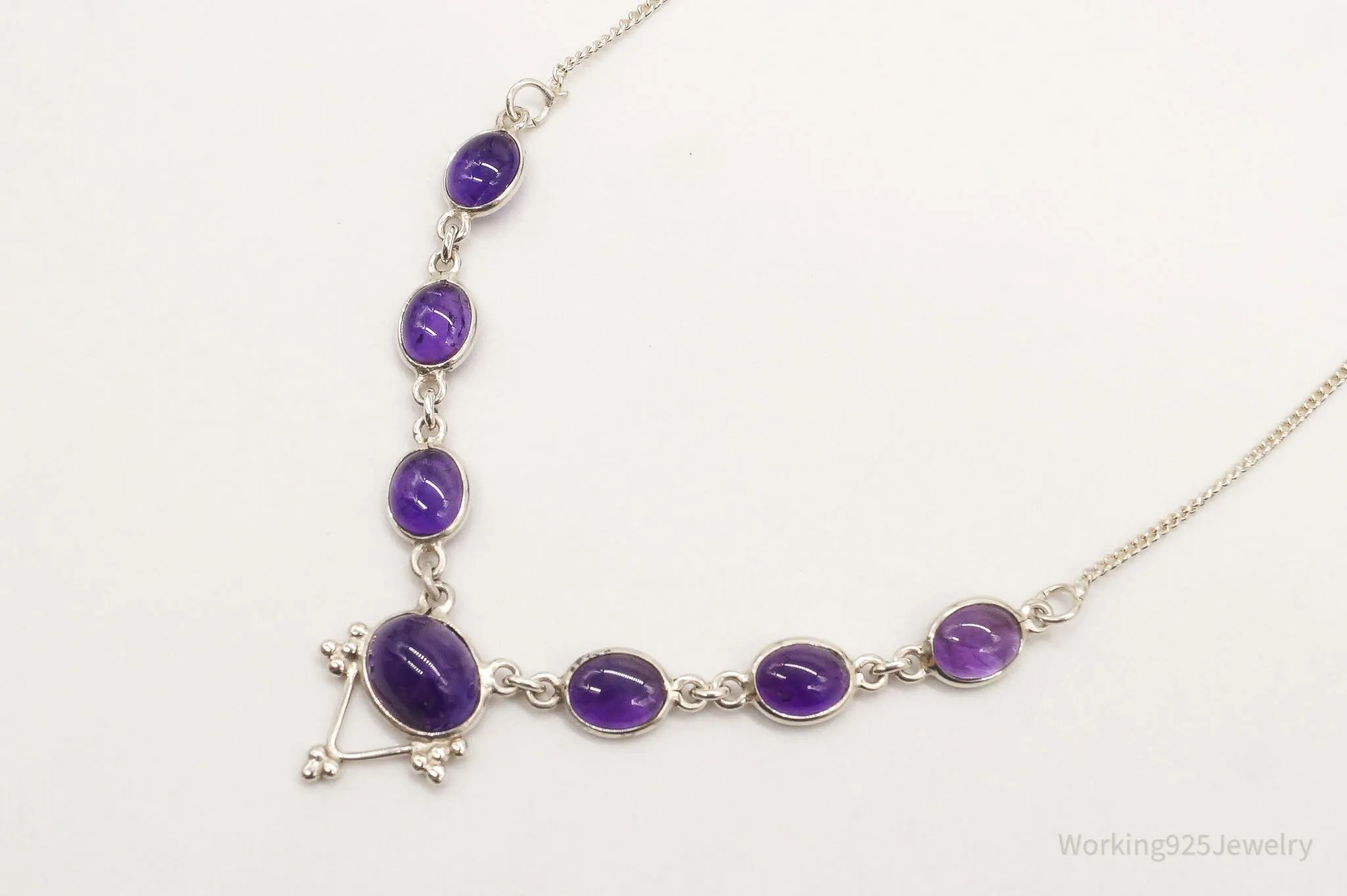 Vintage Amethyst Bib Style Silver Necklace