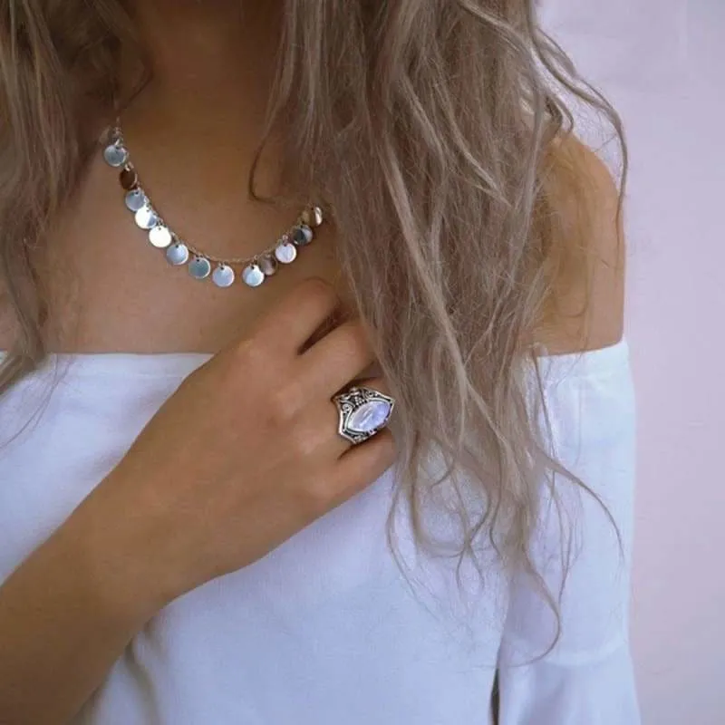 Vintage Big Silver Stone Ring
