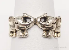 Vintage Elephant Lovers Good Luck Sterling Silver Band Ring - Size 7.5