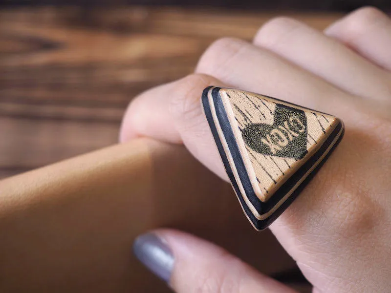 XOXO Hugs and Kisses Leather Ring #Black
